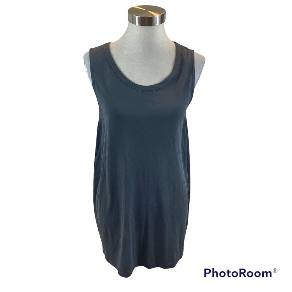 Eileen Fisher Grey Sleeveless Silk Tunic Top Size Medium Petite - Picture 1 of 11
